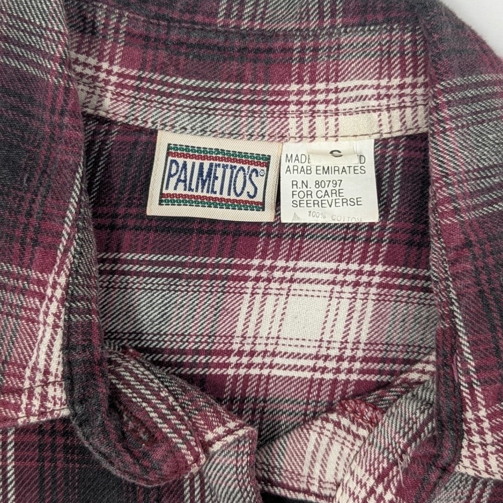 Palmetto's Women's Plaid Flannel Button Up Shirt Long Sleeve Casual Top Burgundy - Picture 4 of 8